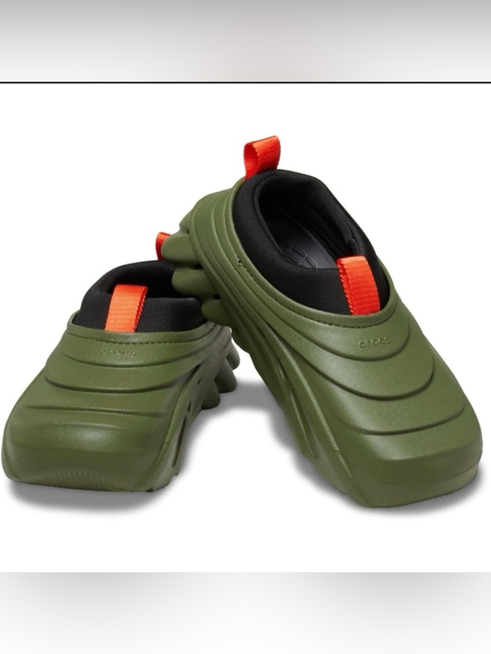 Olive green Crocs Echo Storm slip-on sneakers